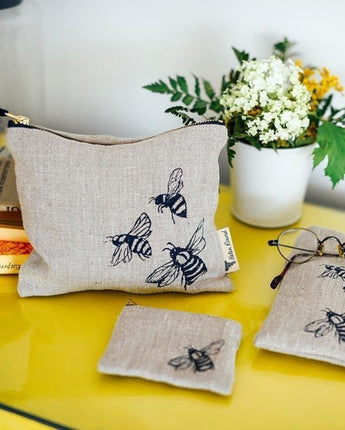 Useful Pouch with Bee Design - Natural