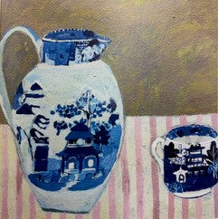 Blue Willow Pink Stripes card