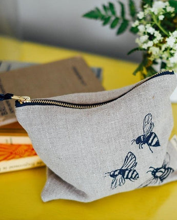 Useful Pouch with Bee Design - Natural