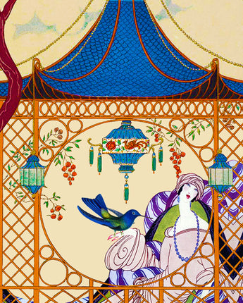 Woman in Pagoda - Whimsical Card