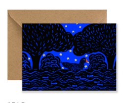 Black Swan Blue Sky Greeting Card