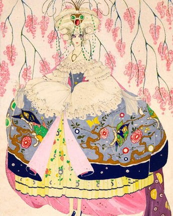 Woman and Pink Wisteria - Whimsical Card