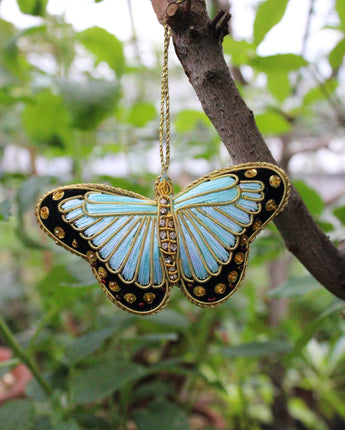 Turquoise Satin Butterfly Decoration