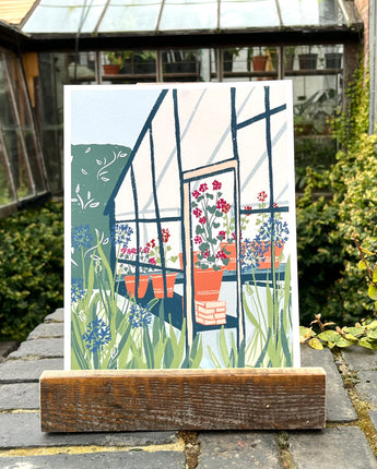 The Pelargonium Glasshouse - Holly Woodman Giclee Print -  size A4