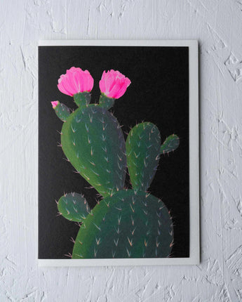 pink cactus flower greeting card