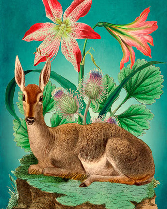 Deer and Lily - Whimsical Card