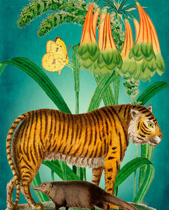 Tiger and flower - Whimsical Card