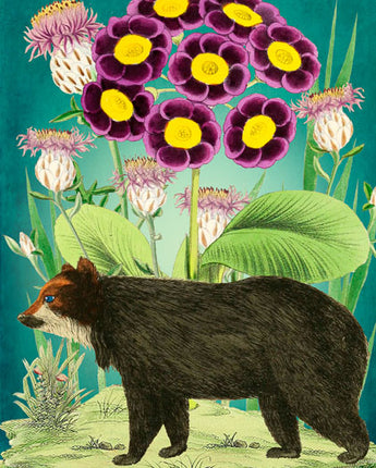 Bear and flower - Whimsical Card